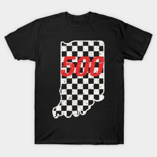 Indiana Indianapolis 500 Checkered Car Race Vintage Retro T-Shirt